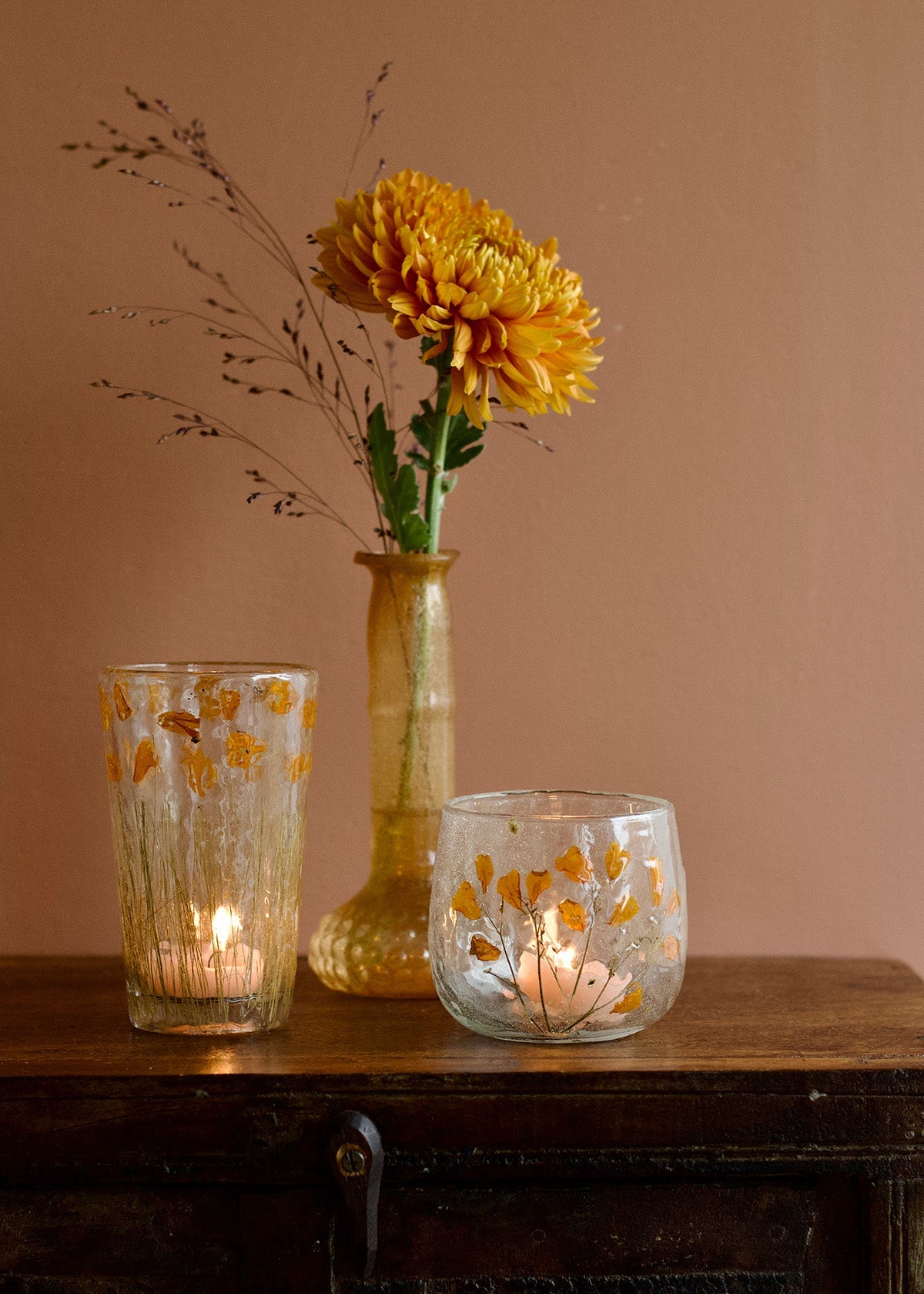 Tealight Holder Pressed Flowers