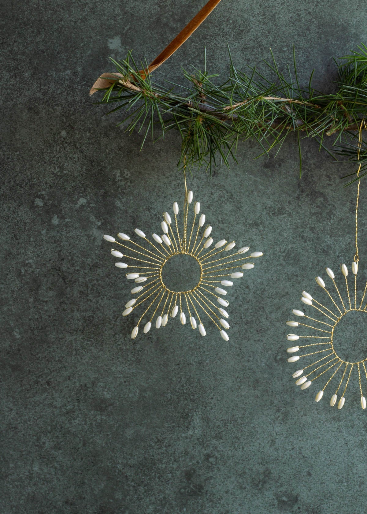 White Beaded Star Ornament