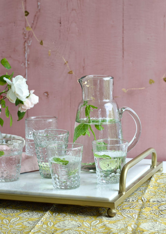 White Marble Tray With Gold Handles