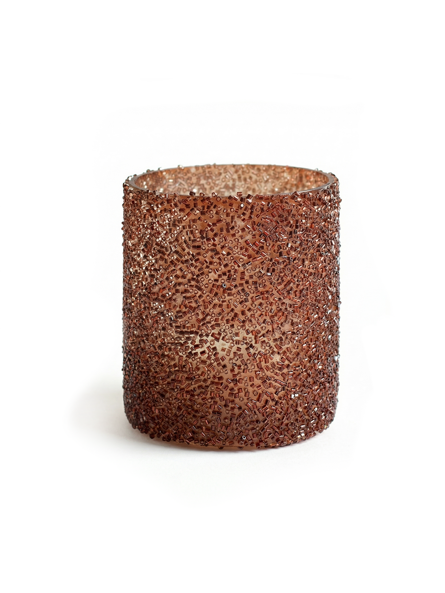 Glass Glitter Candle Holder Warm Brown