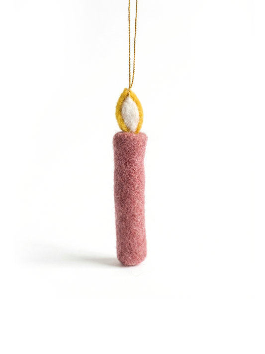 Filz-Weihnachtskerzendekoration Rosa