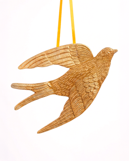 Swallow ornament brass large