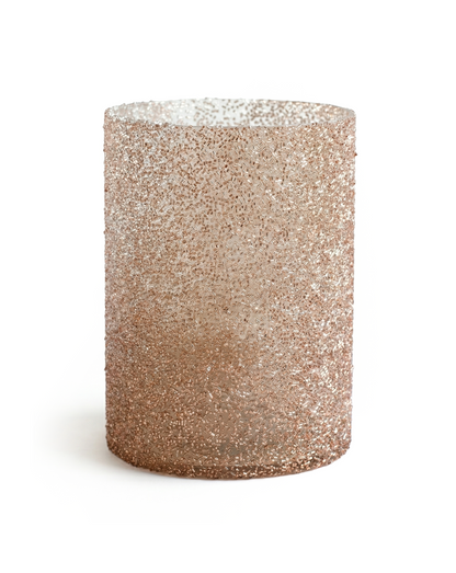 Glass Glitter Candle Holder Blush Pink