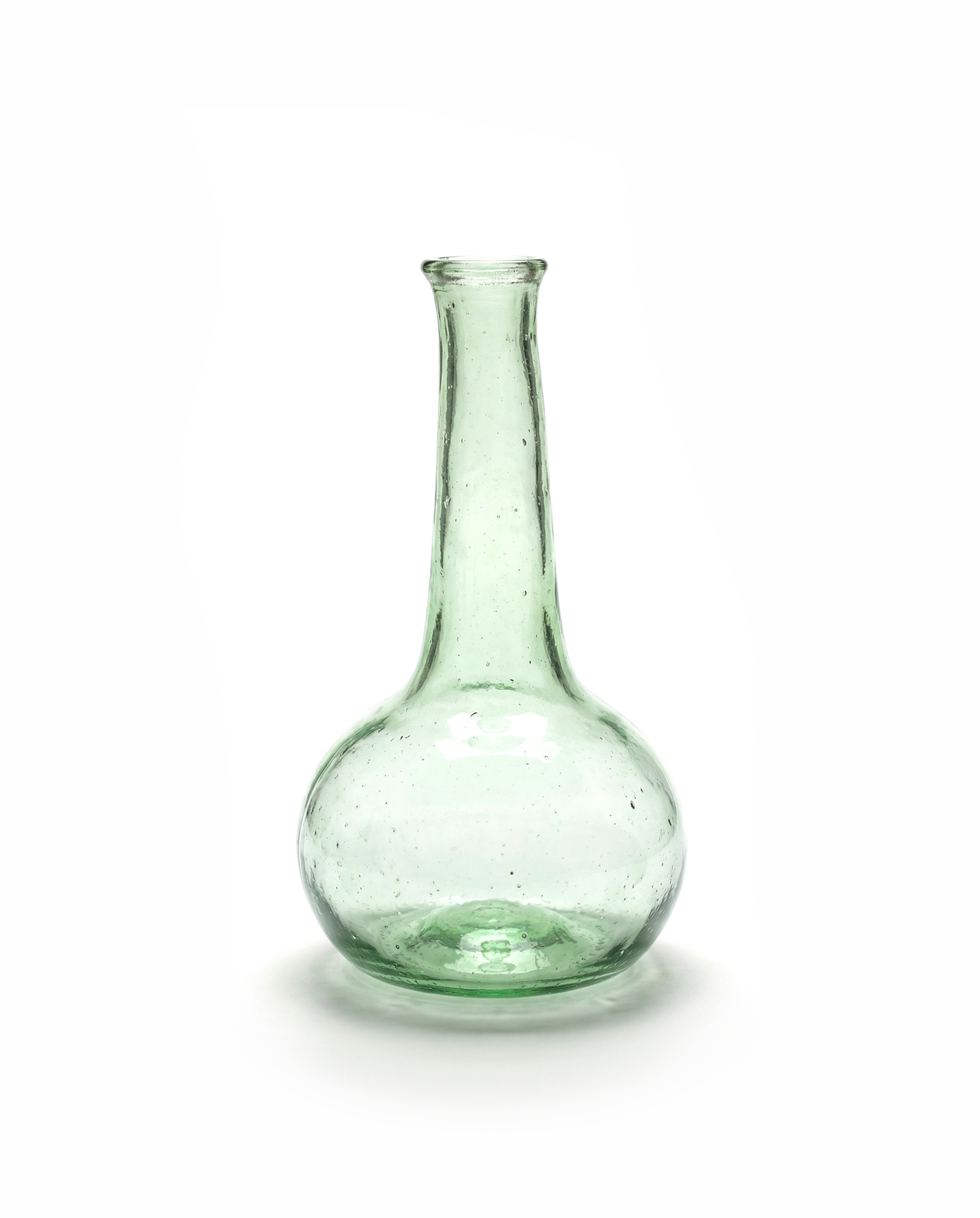 Handmade Clear Green Globe Bud Vase