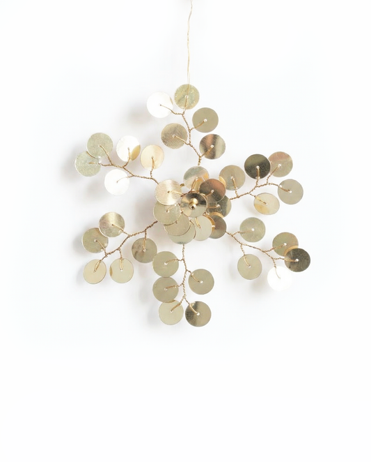 Gold Colored Paillette Snowflake Ornament