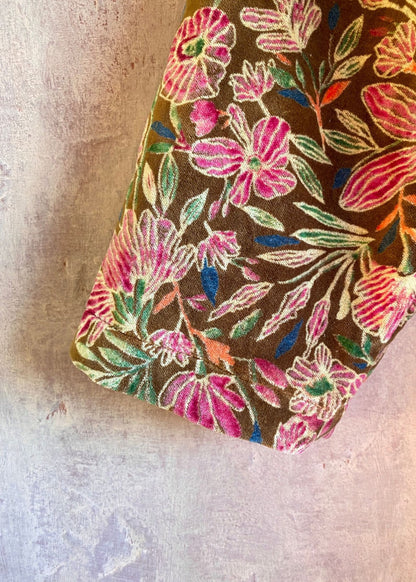 Velvet kimono flower design