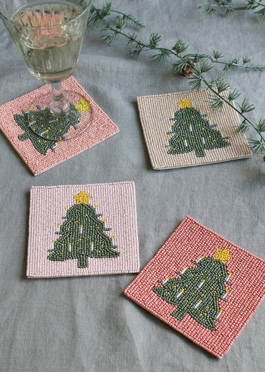 Kralen Onderzetters kerstboom Set Van 4