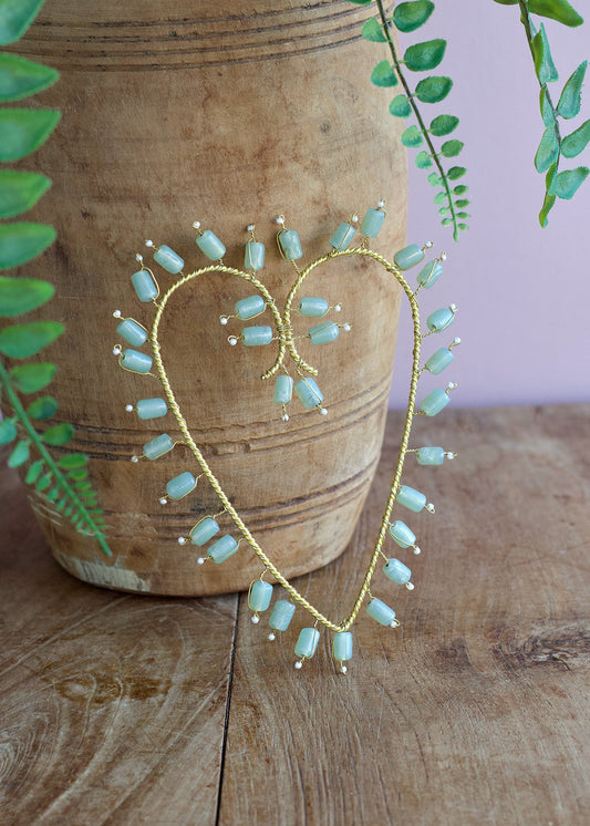 Beaded Heart Ornament Soft Mint