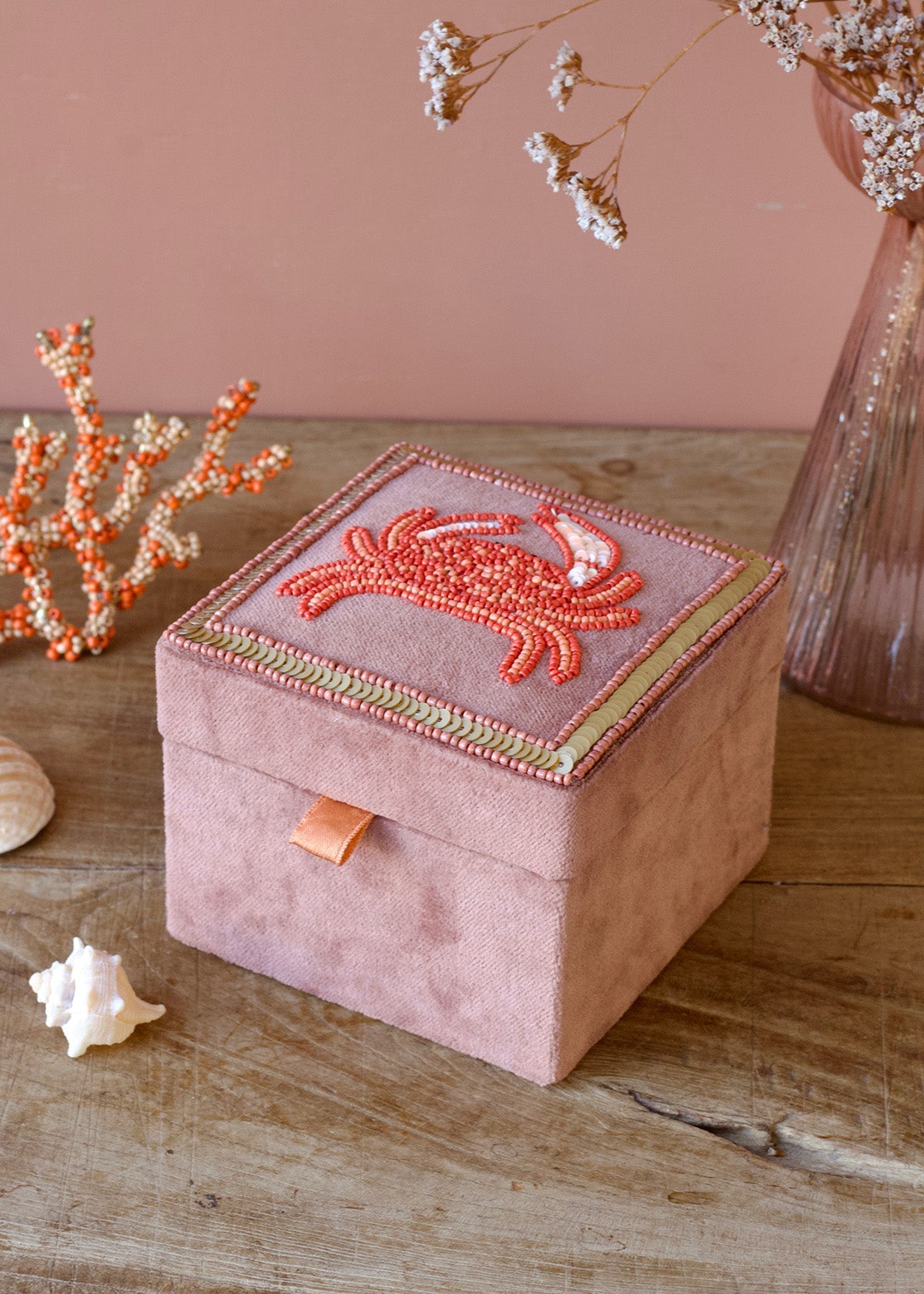 Velvet Jewellery Box Dusty Plum Crab