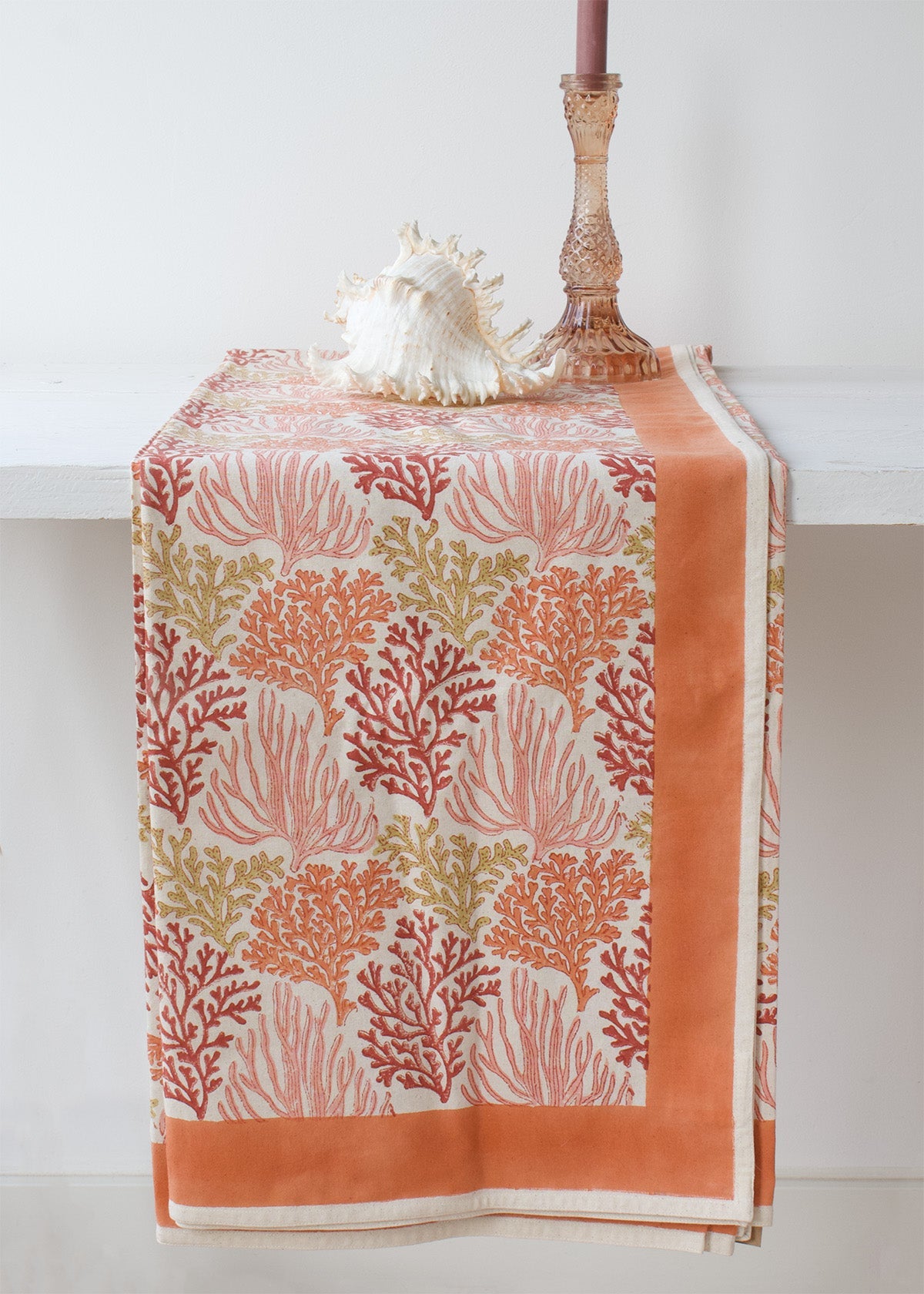 Blockprint-Tischdecke Koralle