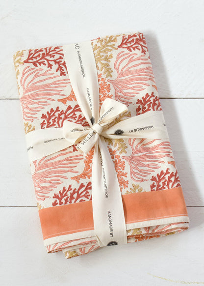 Blockprint Napkins Coral