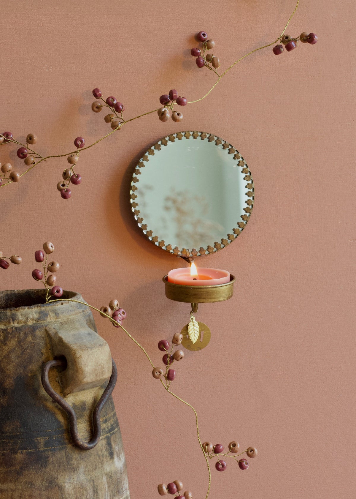 Tealight Holder With Round Mirror