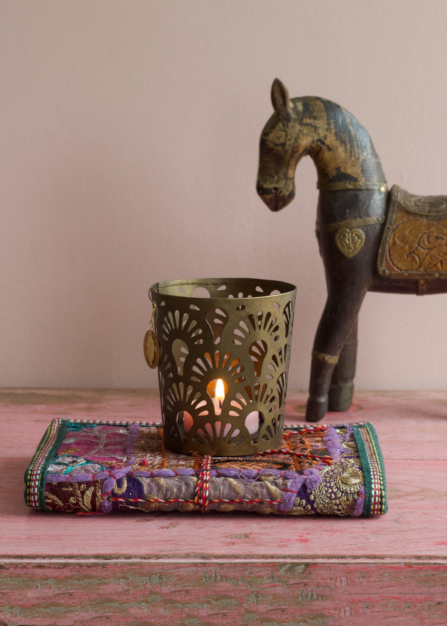Hand-Cut Brass Tealight Holder