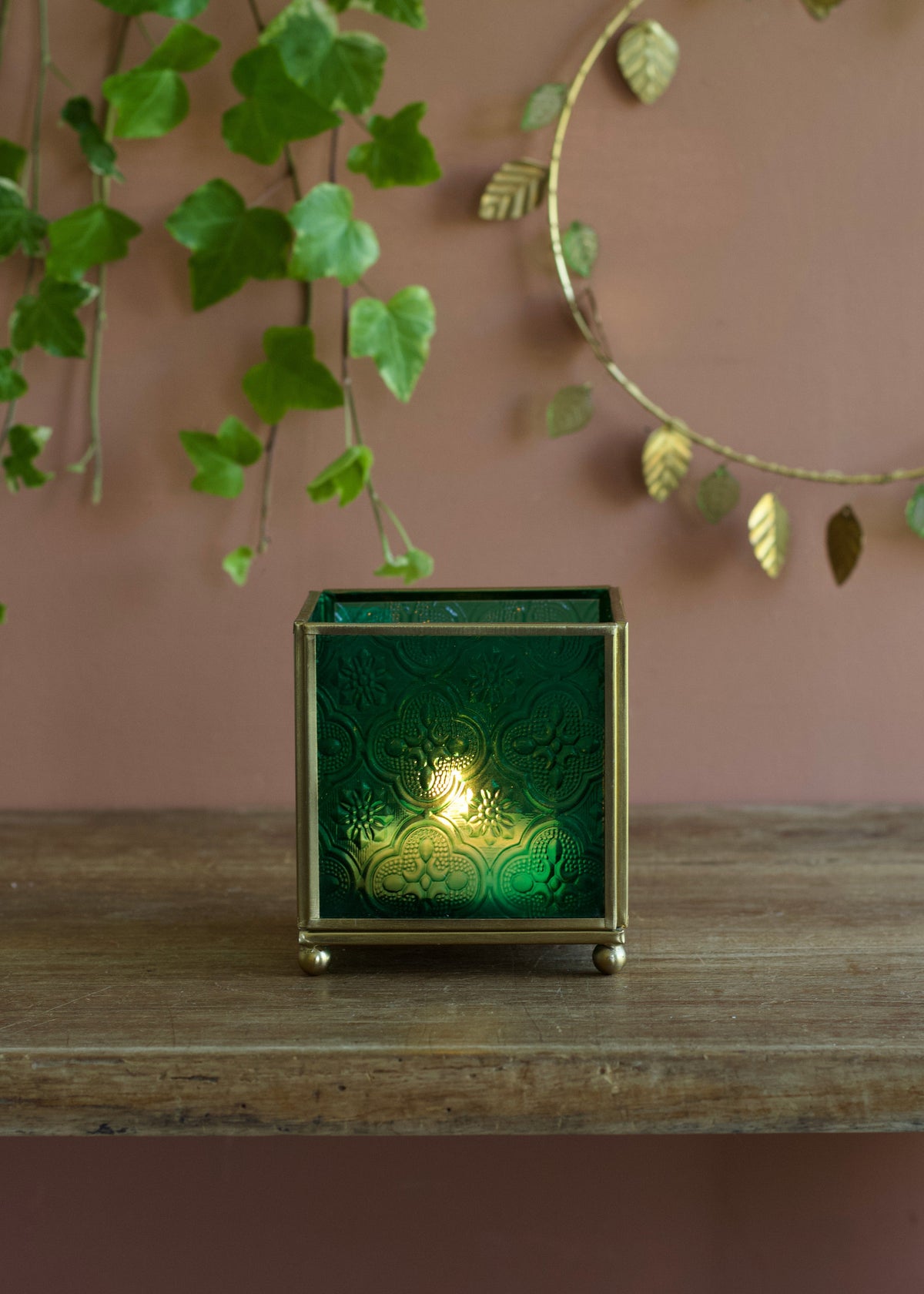 Candle Holder Emerald Green