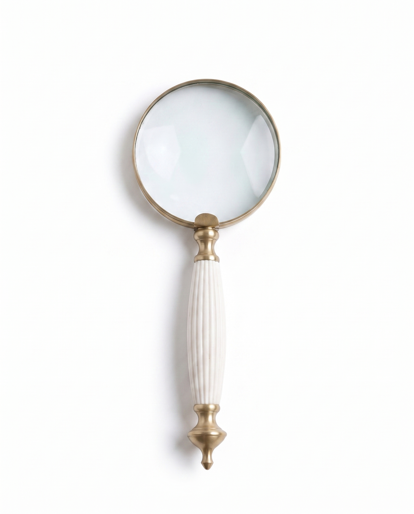 White Carved Handle Magnifying Glass