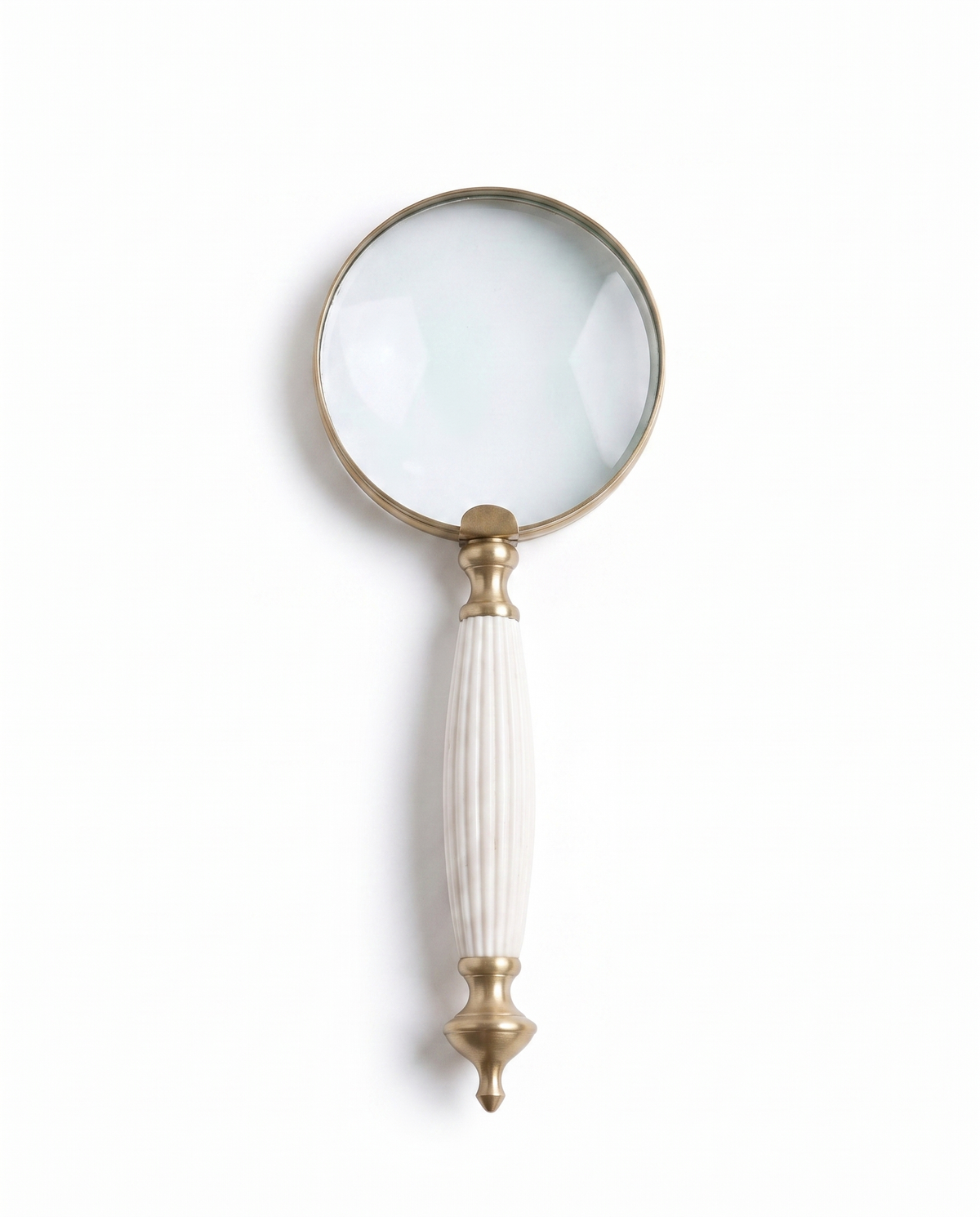 White Carved Handle Magnifying Glass