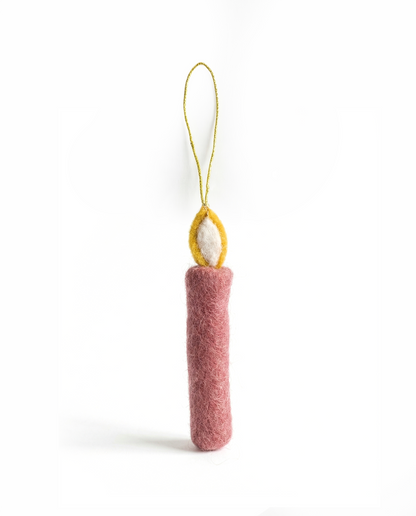 Filz-Weihnachtskerzendekoration Rosa