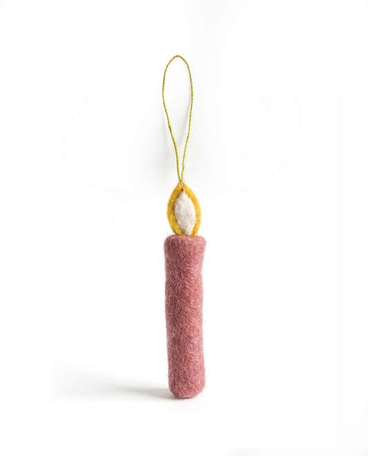 Felt Christmas Candle Decoration Pink