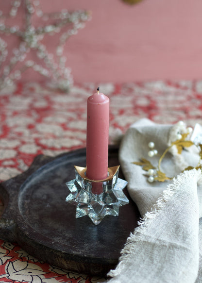 Mundgeblasener Teelichthalter Stern aus Glas