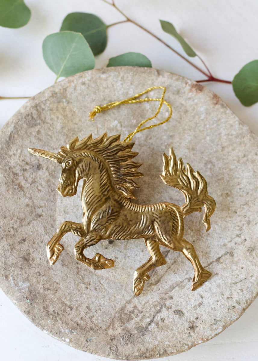 Brass Unicorn Ornament
