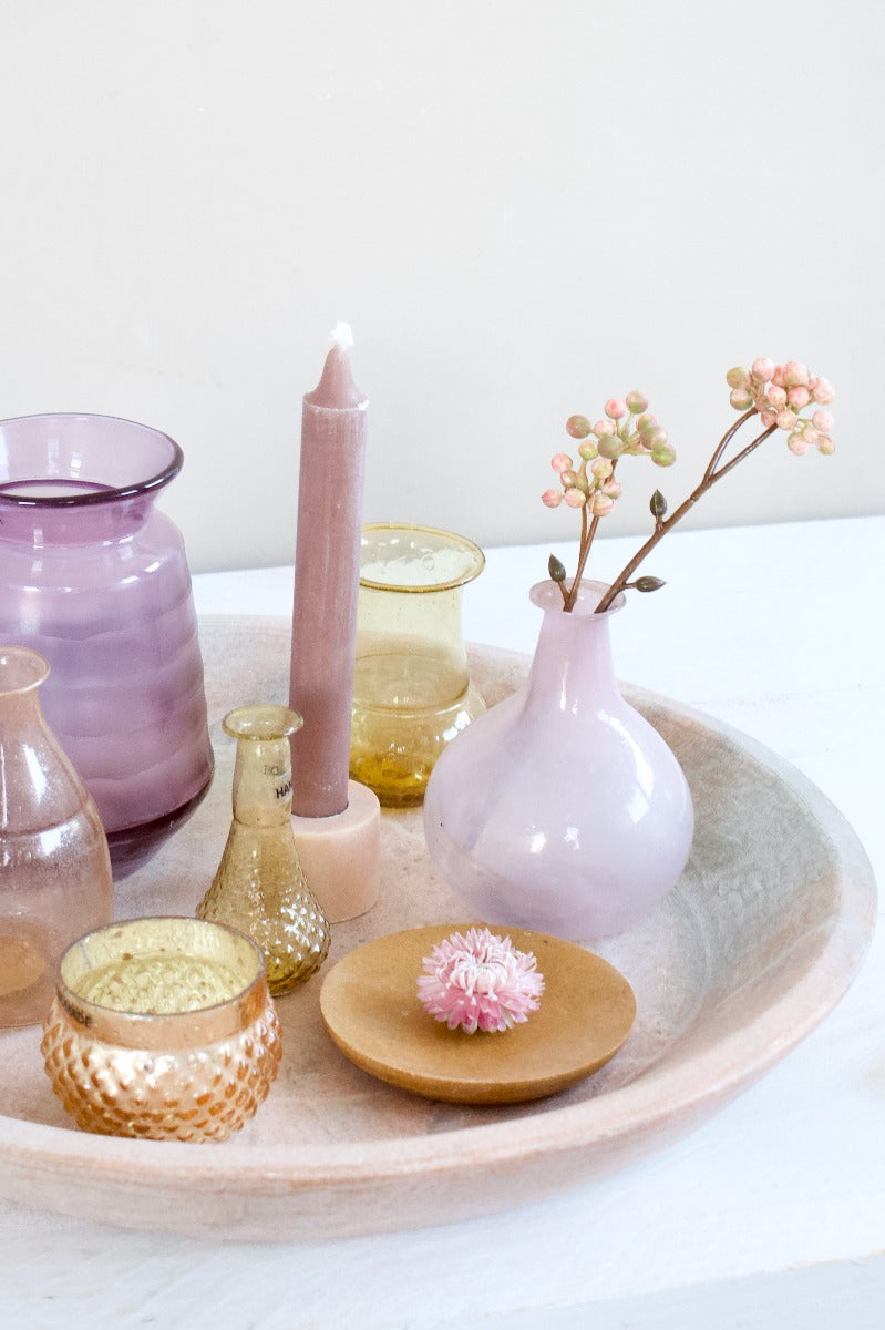 Candle holder pink marble