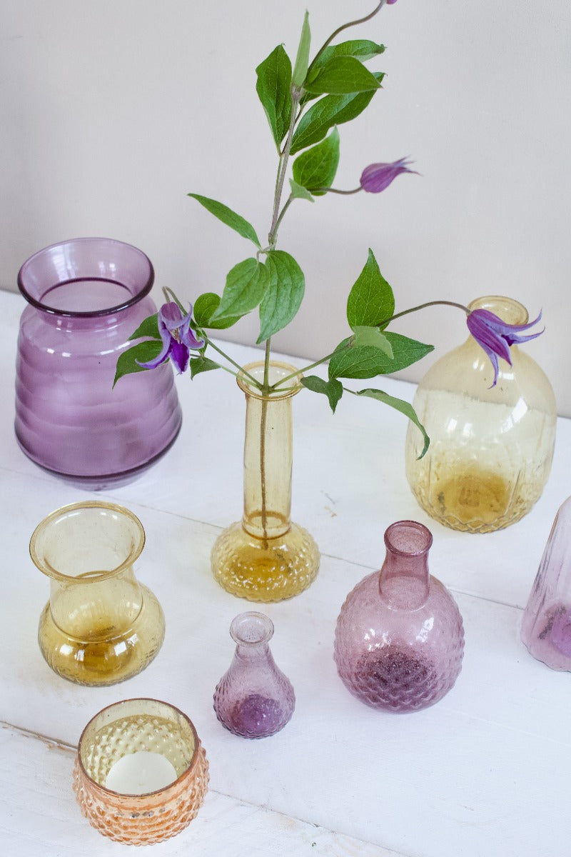 Vase yellow recycled glass