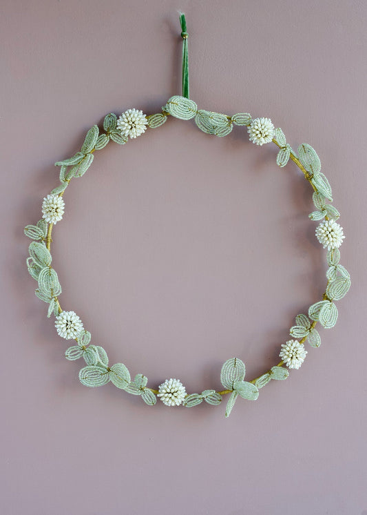 Beaded Flower Wreath Soft Mint
