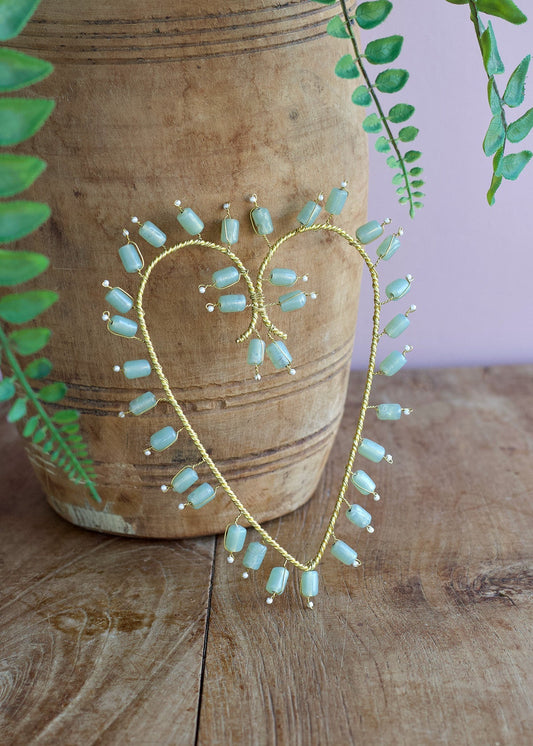 Beaded Heart Ornament Soft Mint