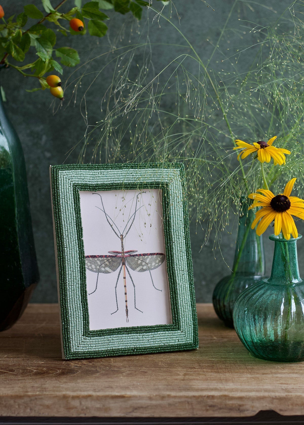 Beaded Photo Frame Green