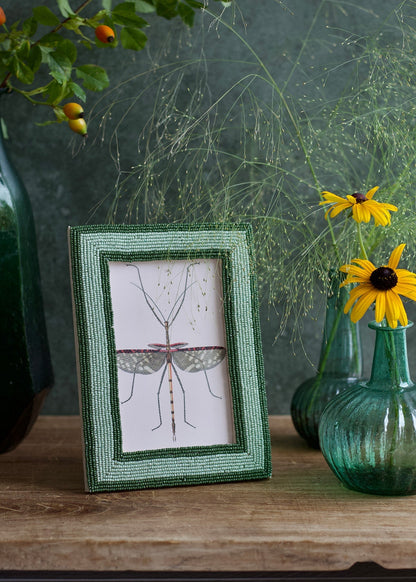 Beaded Photo Frame Green
