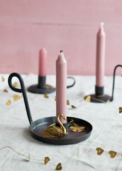 Black Iron Chamberstick Candle Holder