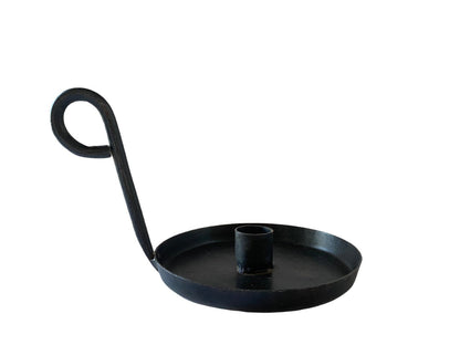 Black Iron Chamberstick Candle Holder