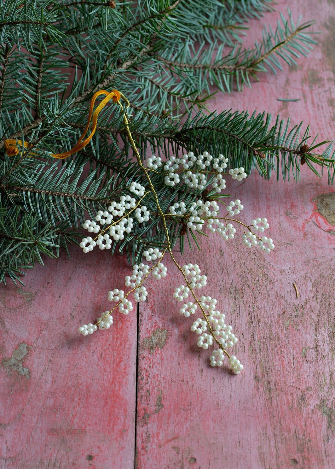 Branch white beads