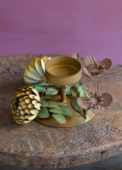 Brass Flower Tea Light Holder