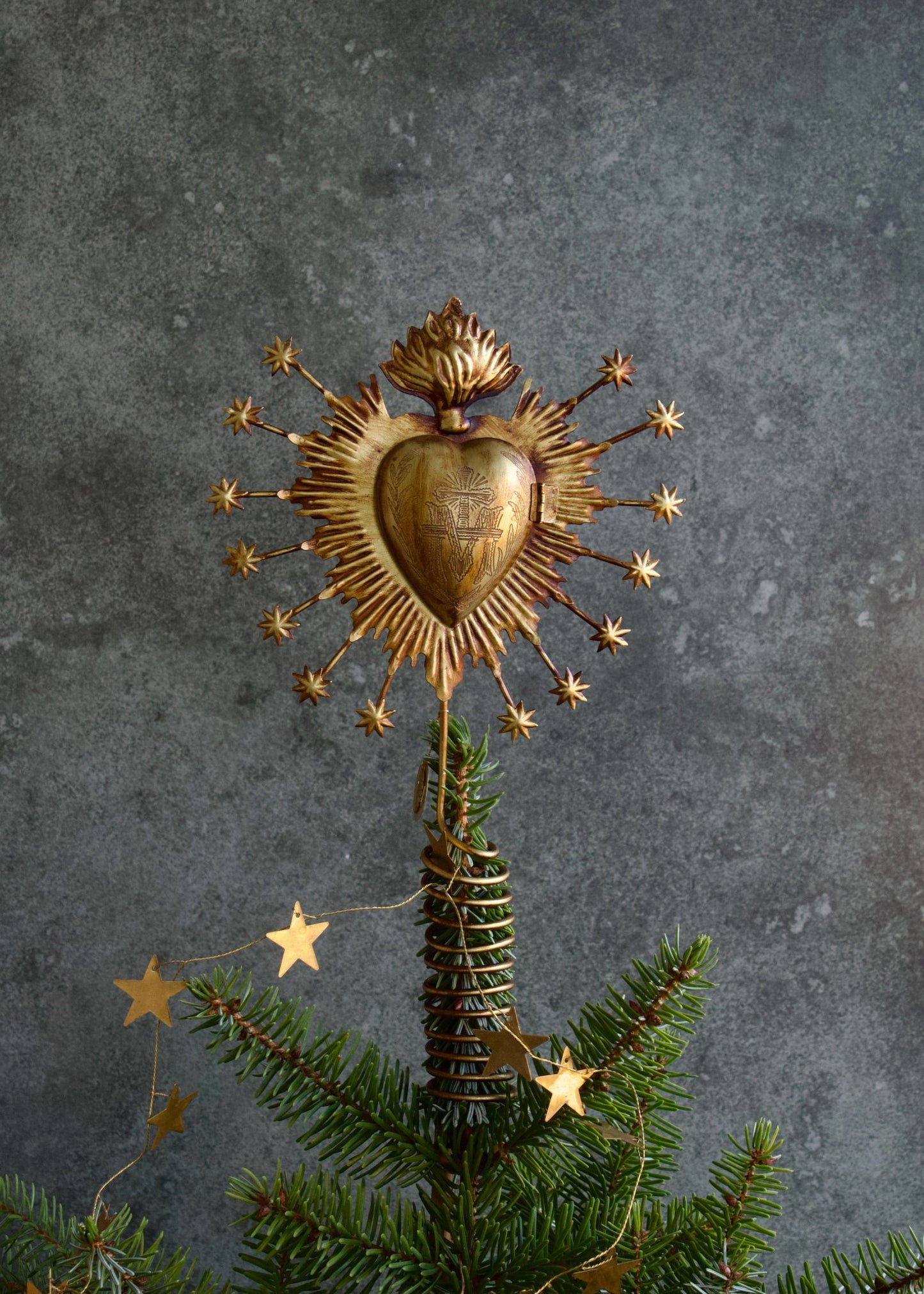 Brass Sacred Heart Tree Topper