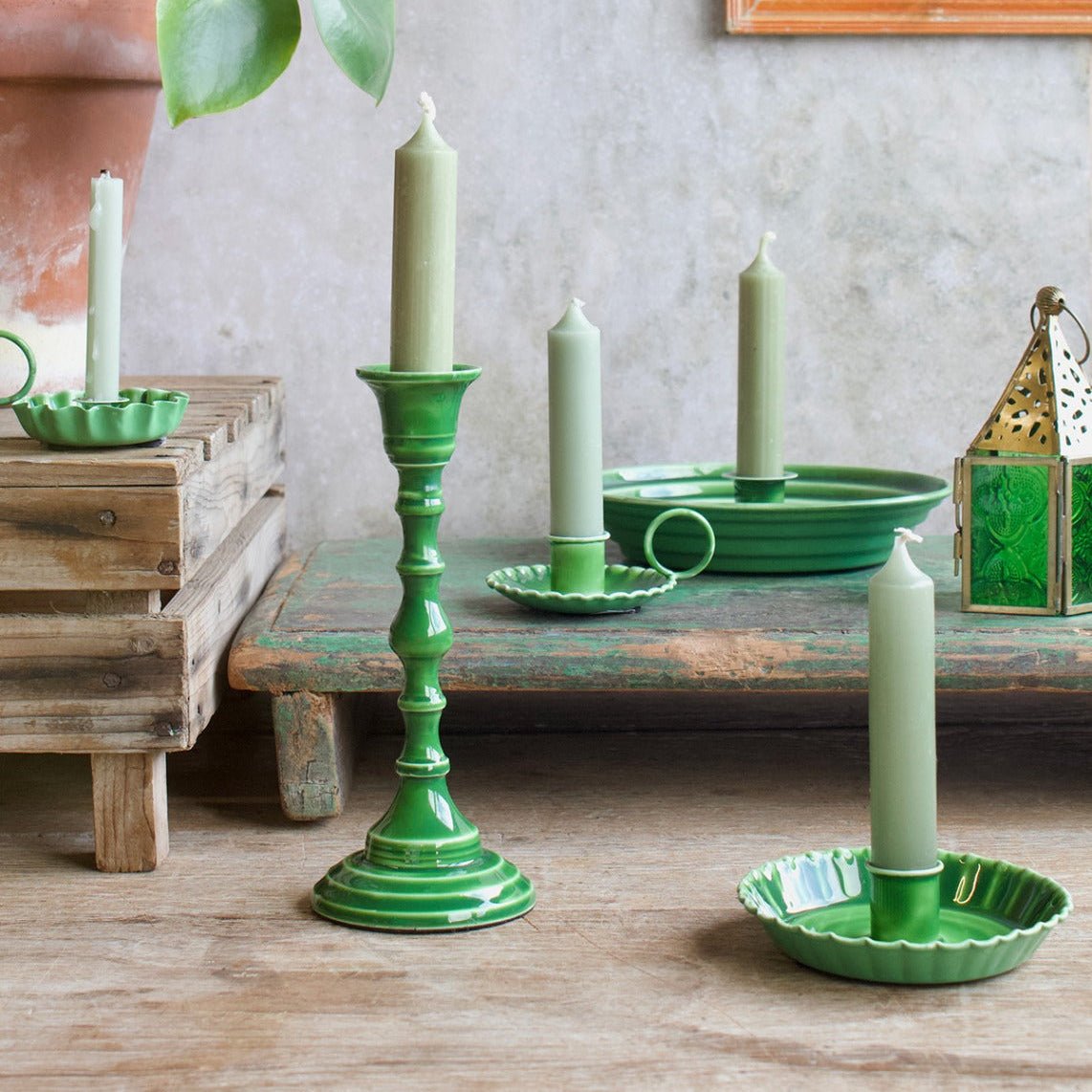 Candle holder green