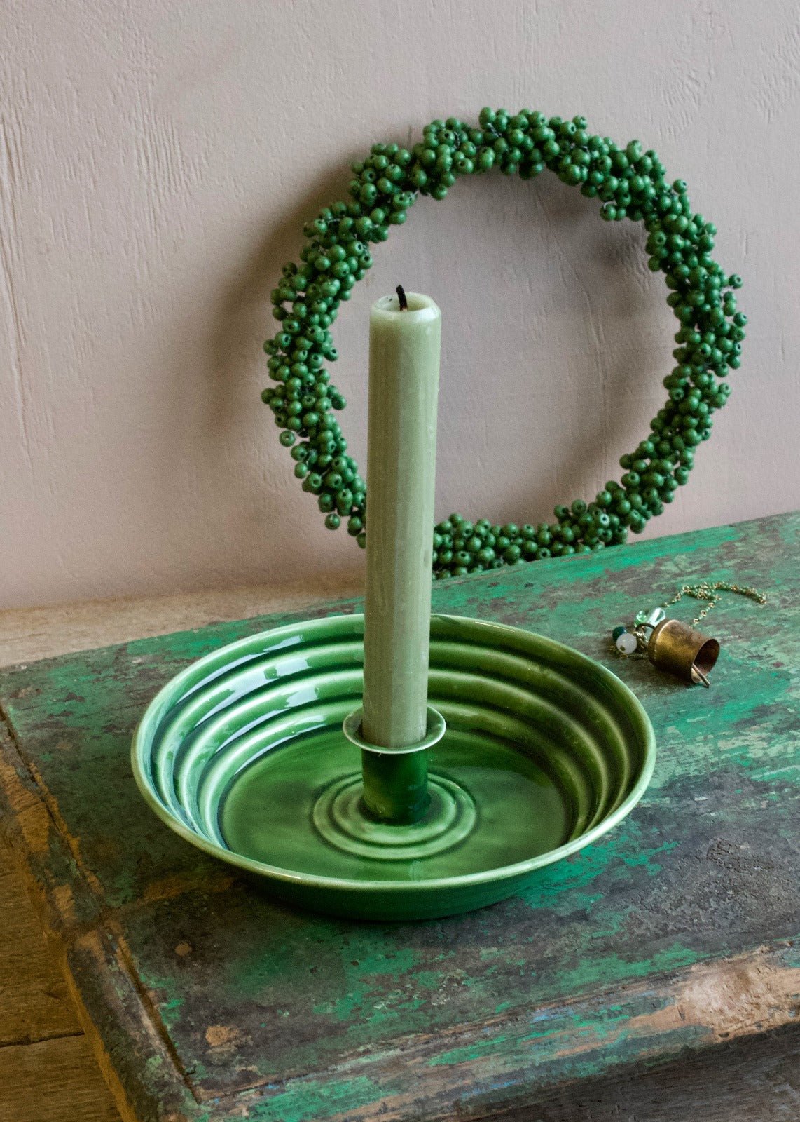 Candle holder green