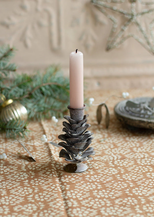 Candle holder metal pinecone