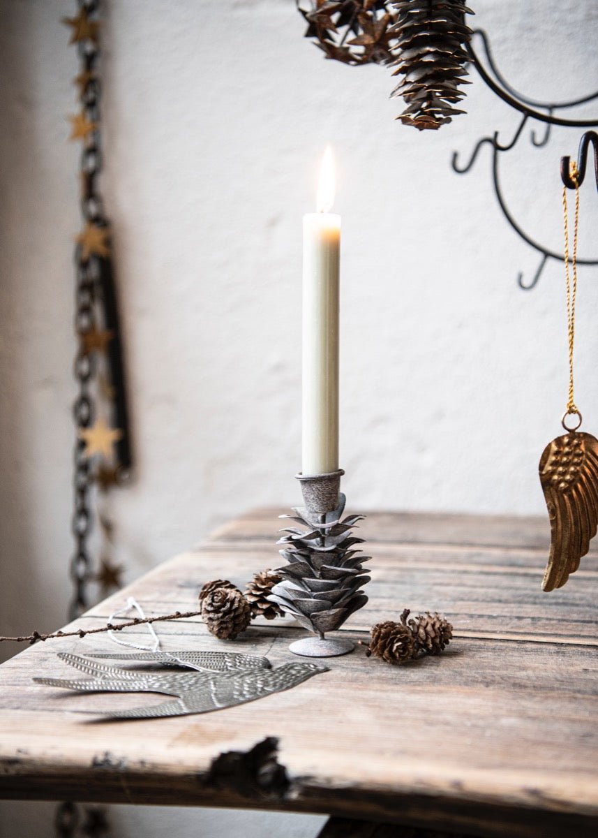 Candle holder metal pinecone