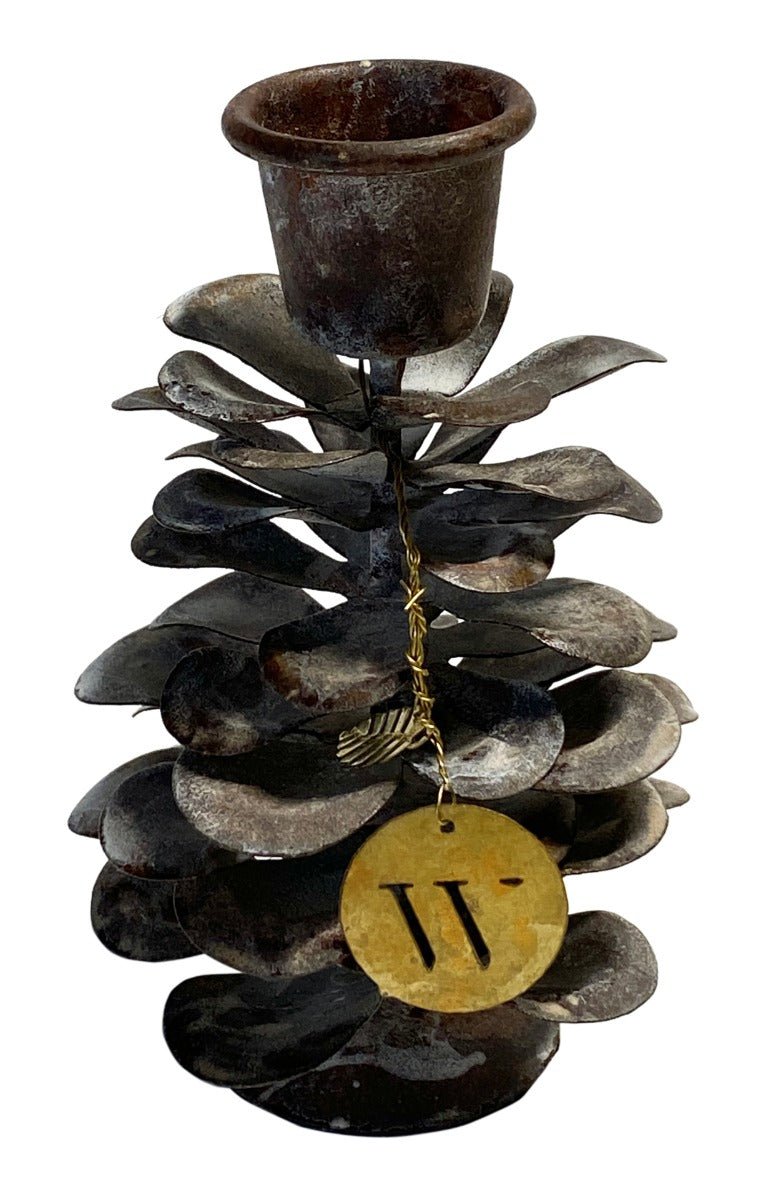Candle holder metal pinecone