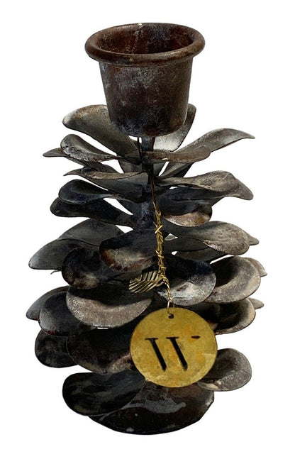 Candle holder metal pinecone