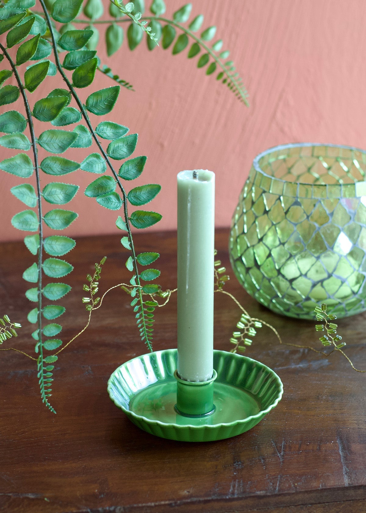 Candle Holder Muted Green