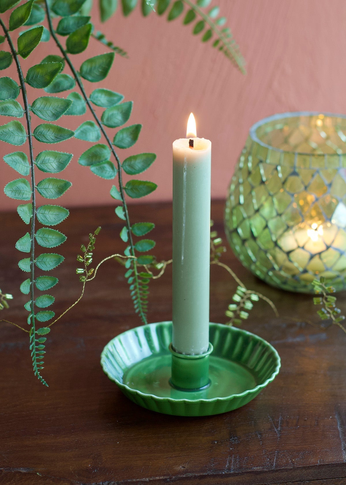 Candle Holder Muted Green