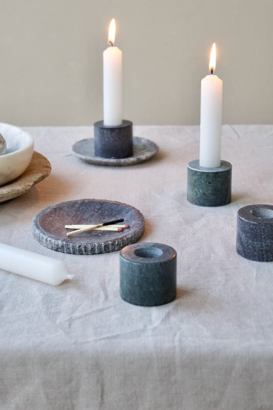 Candleholder black marble