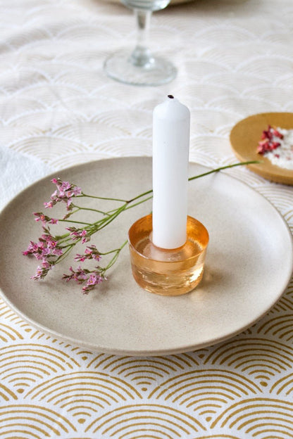 Candleholder glass cinna-peach