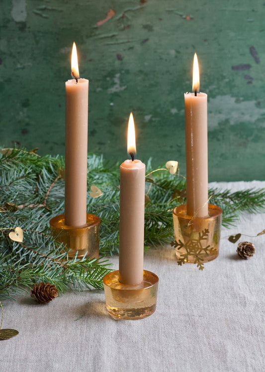 Candleholder glass cinna-peach