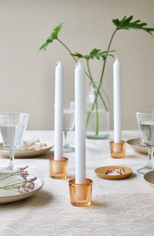 Candleholder glass cinna-peach