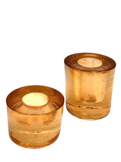Bougeoir en verre cinna-peach