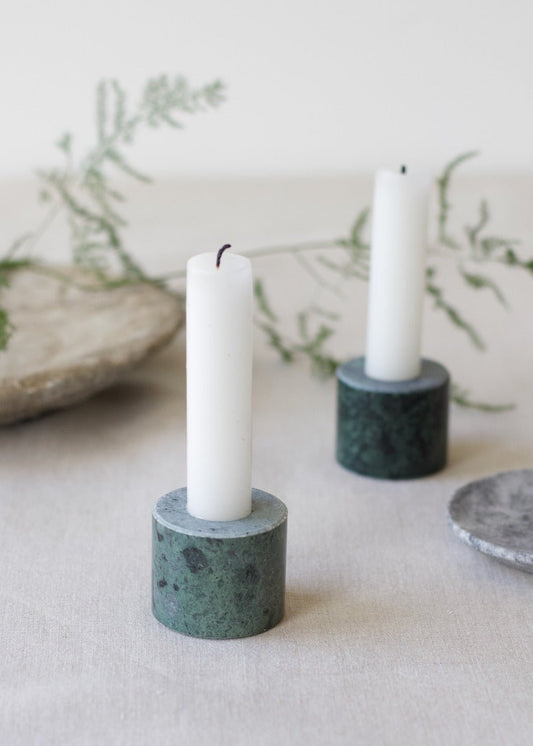 Candleholder green marble