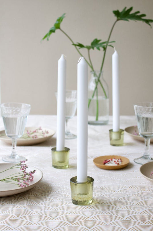 Candleholder light green glass